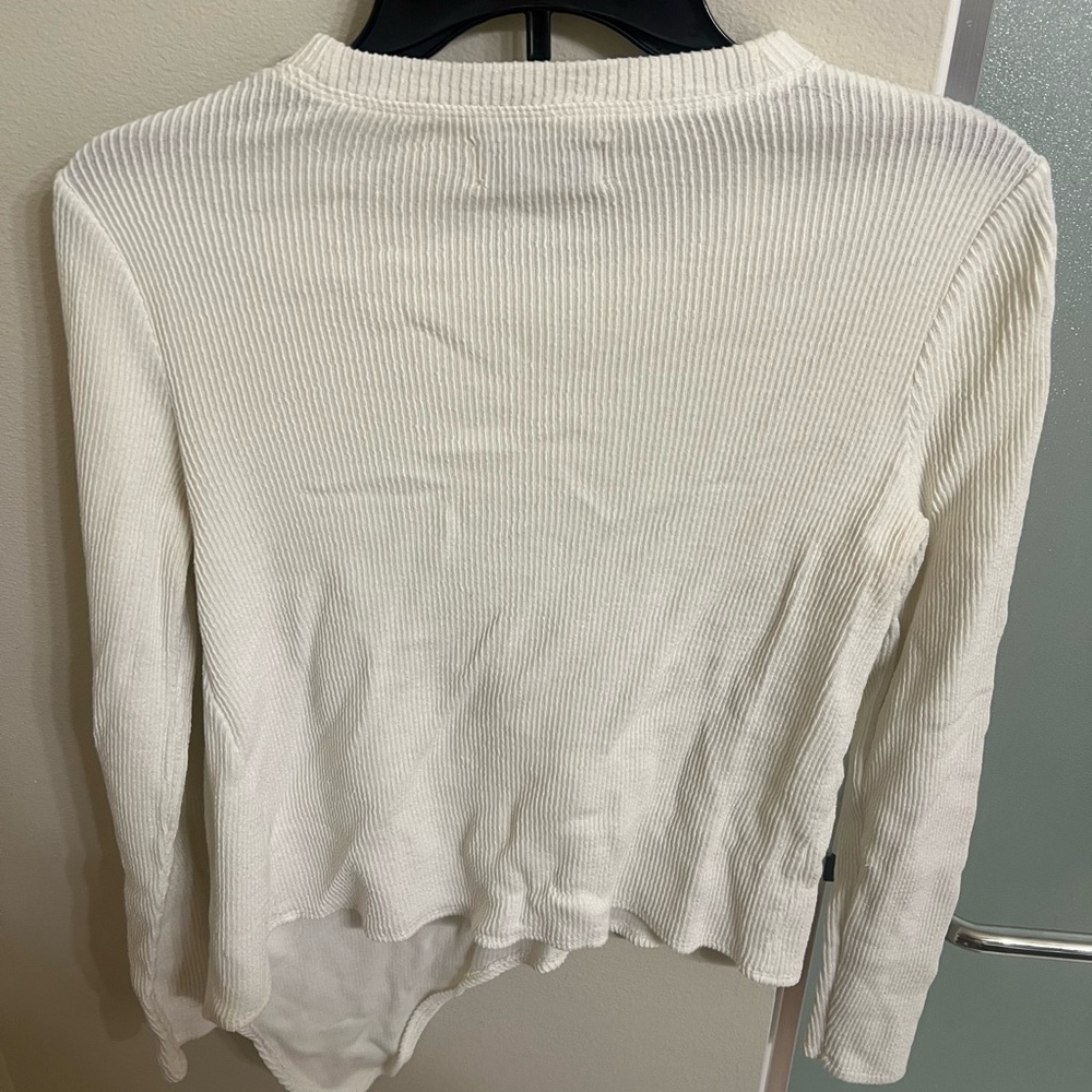 Women's Cream Ribbed Top - Picture 3 of 3